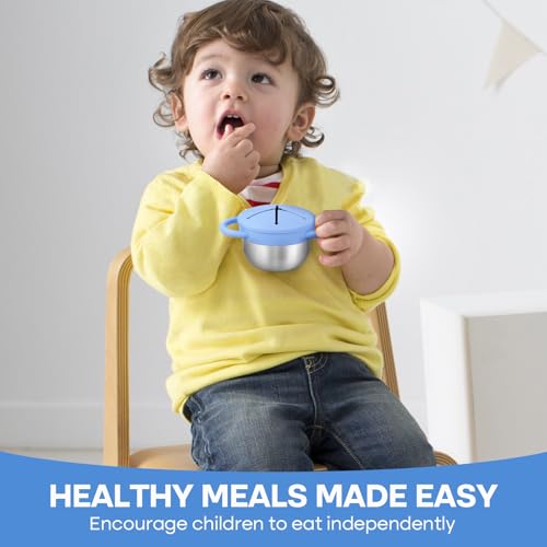 KLCKH 2-Pack Stainless Steel Snack Cup for Toddlers Spill-Proof, Baby Food Containers with Removable Silicone Lids & Handles | Dishwasher Safe, BPA-Free On-the-Go Kids Snack Containers Box - Thumbnail 6