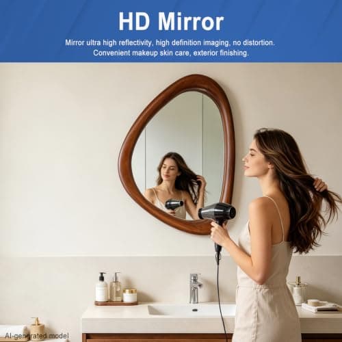 MAGFLERUM Irregular Wall Mirror, 30 * 20 inch Asymmetrical Wood Mirrors, Entryway Mirror, Hanging Vertically and Horizontally. Mirrors for Wall Decor (Black Walnut) - Thumbnail 5