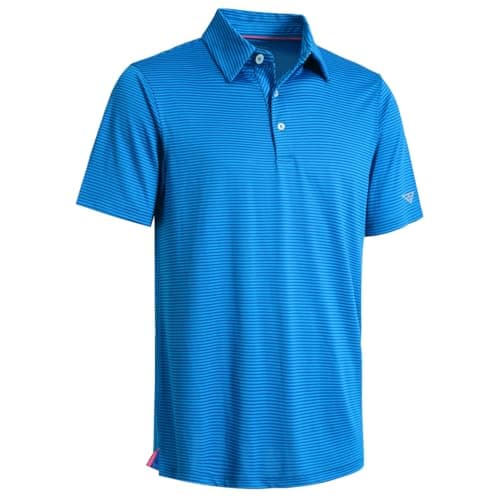 Mens Golf Shirts Moisture Wicking Dry Fit Short Sleeve Performance Sport Stripe Golf Polo Shirts for Men - Image 1