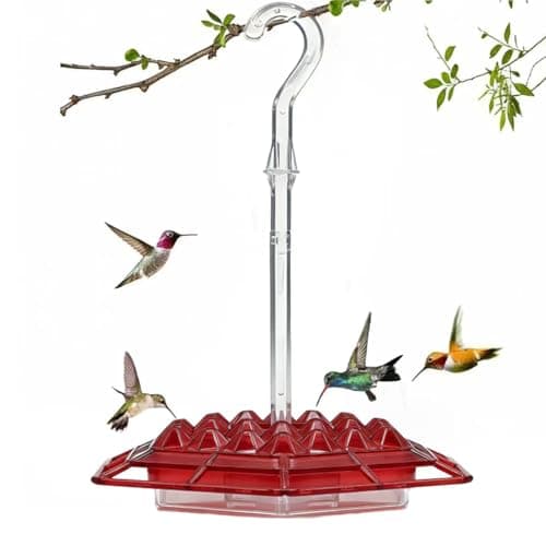 Hummingbird Feeder for Outdoors Bee-Proof & Leak-Proof, Features 32 Feeding Ports, Drip-Free, Easy to Clean and Refill, Attract Humming Birds Feeder Plastic with Ant Moat & Hook (Red-1PC) - Image 1