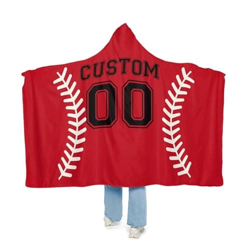ROSLILY Personalized Baseball Hooded Blanket Game Day Custom Hooded Fleece Blanket with Name Softball Wearable Blanket University Team Blanket Gift for Sports Fans Kids Adult Graduation Christmas - Image 1