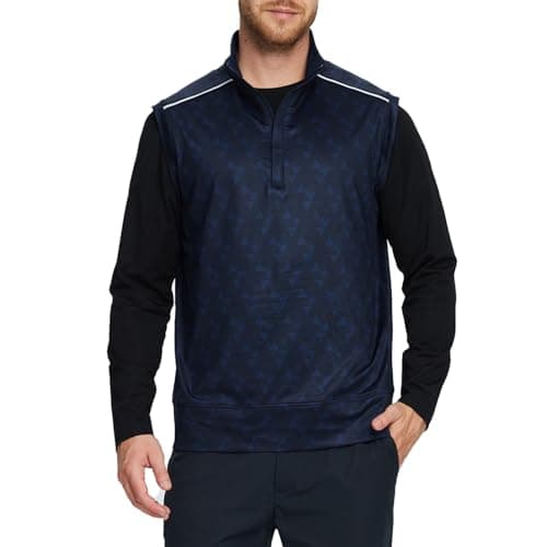 Rouen 1/4 Zip Pullover Mens Golf Vest Athletic Dry Fit Soft Casual Breathable Performance Print Golf Vests For Men - Thumbnail 3