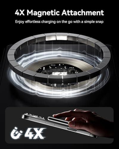 Kuulaa 10000mAh Magsafe Power Bank Ultra Slim 0.53'' Magnetic Wireless Portable Charger with USB-C Output, 20W PD Fast Charging for iPhone 16/15/14/13/12 Series, Tempered Glass Design - Thumbnail 2