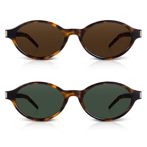 DrRelax Retro Oval Sunglasses for Women Trendy 90s Small Vintage Designer Sun glasses with UV400 Protective Lenses - Image 1