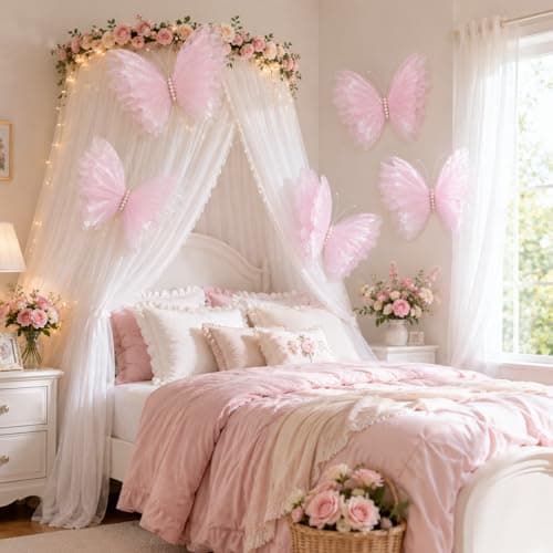 8 Pcs Large & Small Pink Butterfly Decorations, 3D Silk Butterflies Wall Decor with 3 Big 20 Inch & 5 Small 12 Inch Butterflies for Wedding, Baby Shower, Birthday Party, Nursery & Event Decoration - Thumbnail 5