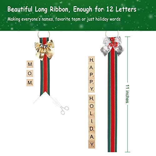 Leyzan Christmas Ornaments Tree Decorations Personalized Crafts for Girls Adults Kids Kit DIY Ribbon Letter Tiles Bells Rustic Stockings Name Tags Hanging Xmas Decor for Gifts Wreath Room Holiday - Thumbnail 4
