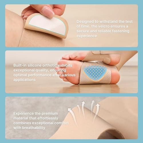 Fit Geno Arch Support Braces for Plantar Fasciitis Relief: Upgraded Non-Slip Wearable Arch Support w/Built-in Orthotics - Adjustable Bands w/Gel Pads for Flat Feet High & Fallen Arch Unisex - Thumbnail 5