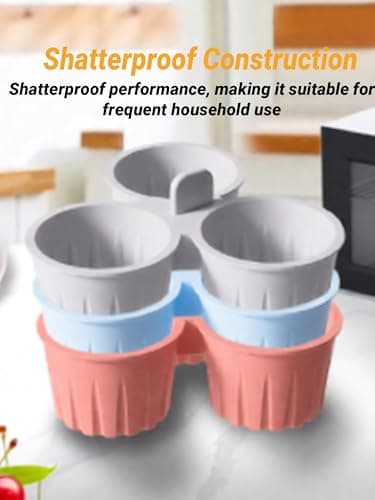 DegoCython Silicone Egg Bite Molds, Reusable Nonstick 3-Cup Trays, 5.67In/14.4Cm Diameter, 135Ml/4.5Oz Capacity, BPA-Free Food-Grade, Dishwasher Safe for Air Fryer Oven Microwave Freezer - Thumbnail 5