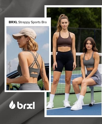 BRXL Padded Sports Bra Push Up Sports Bra Adjustable Spaghetti Strap Light Impact Cross Back Yoga Workout Buttery Soft Grey - Thumbnail 4