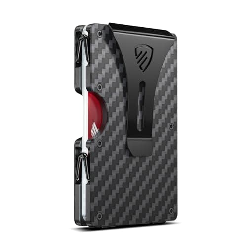 RUNBOX Minimalist Wallet for Men - Slim RFID Blocking Metal Card Holder with Money Clip, Ultra-Thin Front Pocket Design Holds Up to 15 Cards, Gifts for Men(Matte Carbon Fiber) - Image 1