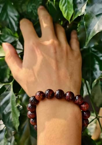 FUDIDU Red Tiger Eye Bracelet for Men&Women | Approximately 7-1/2 Inch Adjustable 1/2 Inch Bead Crystal Bracelets for Courage, Protection Wealth | Couple Bracelets, Unique Gifts Men's Jewelry 12mm - Thumbnail 6