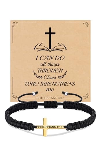 Sistble Christian Gifts for Women Cross Bracelet Gold Cross Jesus Bible Verse Bracelets Catholic Communion Inspiration Gifts for Teen Baptism Easter Basket Jewelry - Image 1