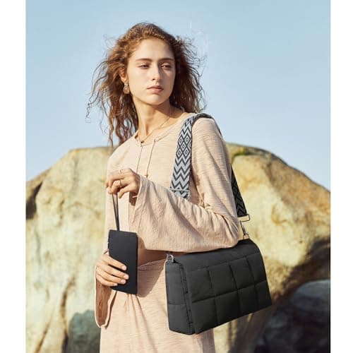 CLUCI Puffer Shoulder Bag Puffy Crossbody Purse for Women Middle Tote Bag Lightweight Cotton Padded Hobo Handbag - Thumbnail 2