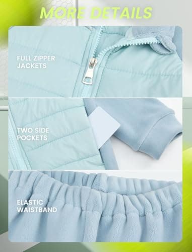 Gogokids Boys Girls 2-Piece Fleece Outfits, Warm Quilted Winter Jacket & Pants Set, Kids Thermal Tracksuit Snow Suit Layer for School Skiing, 5-6 Years - Thumbnail 4