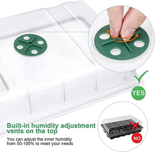 MIXC Seedling Trays Seed Starter Tray, 5-Pack Mini Propagator Plant Greenhouse Grow Kit with Humidity Vented Domes and Base for Seeds' Starting (40 Cells Per Tray, Total 200 Cells), Green - Thumbnail 6