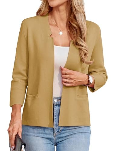 GRACE KARIN Women's 3/4 Sleeve Open Front Sweaters Cardigan Lightweight Short Sweater Blazer Jackets for Women XL - Image 1