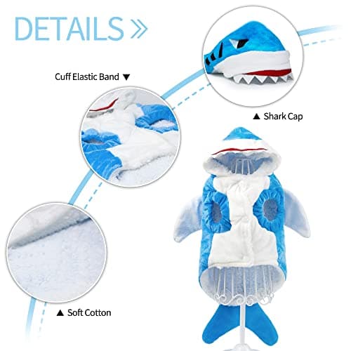 NACOCO Pet Shark Costume Clothes, Cute Christmas Dog Apparel Outfit for Large Dogs, Fall and Winter (Blue, 2XL) - Thumbnail 5