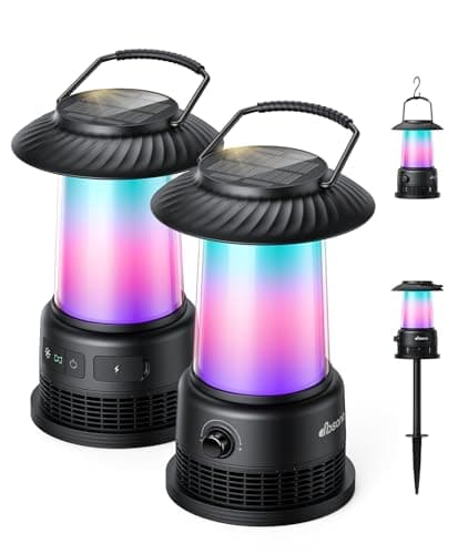 dbsono Outdoor Solar Speakers Home Decor: 2-Pack 30W Stereo Sound with 360° LED Lights|Multi-Sync 100Pcs|IPX7 Waterproof|20H Playtime|Bluetooth 5.4|Lanterns for Patio/Pool/Yard, Gifts for Women Men - Image 1
