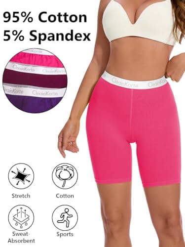 CleainKorte Womens Boy Shorts Underwear Cotton Anti Chafing Boxers Briefs High Waisted Boyshorts Panties Strech 3 Pack Multicolor M - Thumbnail 5