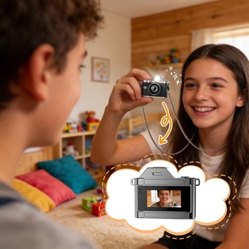 OMK Mini Keychain Camera, 1080P Pocket-Size Camera with 32GB Card, Portable Mini Retro Camera, One-Button Recording, Lightweight Vintage for Travel, Birthday Gift, Party, Daily Moments(Black) - Thumbnail 5