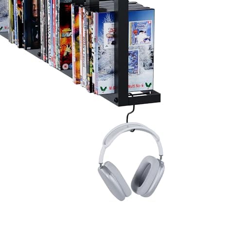Kikihouse Wall-Mounted CD Storage Shelf with DIY LED Strip, Floating Media Storage Rack with Hooks, Cube Organizer for Video Games Set of 4 - Thumbnail 4