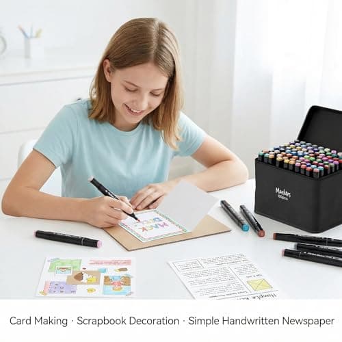 DTXDTech Alcohol Markers 80 Colors,Chisel & Fine Dual Tip Marker Set for Adults,Permanent Markers Pens Coloring Alcohol Marker Perfect Halloween Christmas Gift for Painting Coloring Sketching - Thumbnail 5