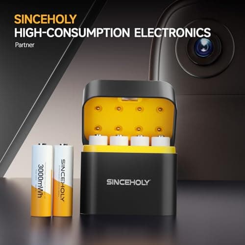 SINCEHOLY 8 Pack Rechargeable Lithium AA Batteries with Fast Charger, 1.5V 3000mWh Double a Batteries, 1600+ Cycle Times Long Lasting AA Li-ion Battery - Thumbnail 6