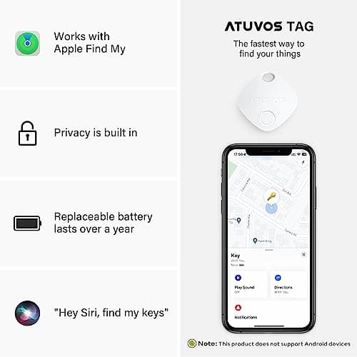 ATUVOS Air Tracker Tags-3 Pack, Bluetooth Luggage Tracker Works with Apple Find My APP (iOS Only, Not for Android), Keys Finder and Item Locator for Luggage, Backpack, Suitcases, Replaceable Battery - Thumbnail 6