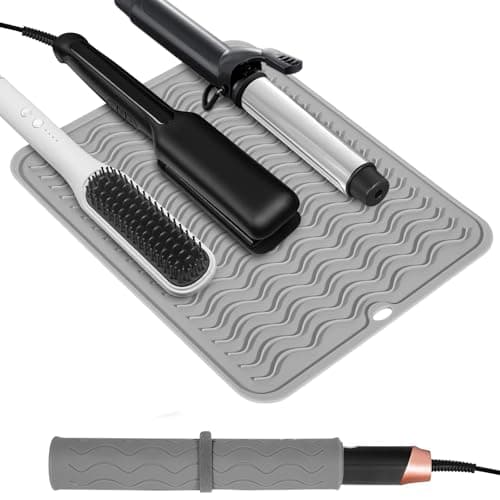 Quccefods Heat Resistant Mat Oversize Curling Iron Mat Silicone Hot Hair Tools Mat for Hair Straightener,Flat Irons,Hair Styling Tools Countertop protection Portable Travel Mat 14.2" x 11" - Image 1
