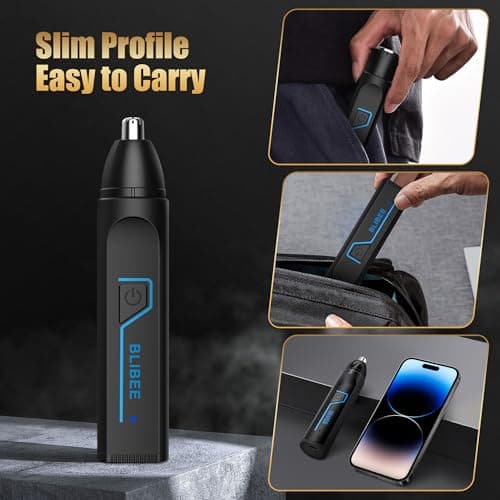BLIBEE Nose Hair Trimmer for Men, 2025 Professional Painless USB Rechargeable Eyebrow Trimmer, Ear and Nose Hair Trimmer for Men Women, Facial Hair Remover with Powerful Motor, Black - Thumbnail 5