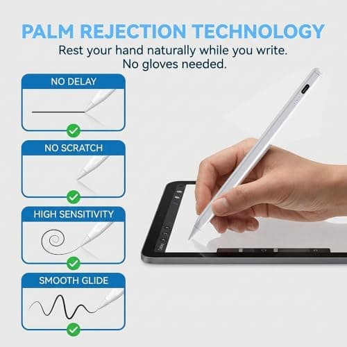 3X Fast Charge Stylus Pen for iPad, Active Pencil with Palm Rejection & Tilt Sensitivity, Compatible iPad 10th/9th/8th/7th/6th Gen, Air 11/13 M2/M3/5/4/3, Pro 11/12.9/13 M4, Mini A17 Pro - Thumbnail 4