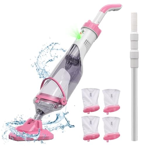 Enhulk Pool Vacuum for Above Ground Pool with a Telescopic Pole, Running time up to 1H, Handheld Rechargeable Pool Cleaner with Powerful Suction up to 18.5 GPM, Ideal for Leaves & Debris, PC10 Pro