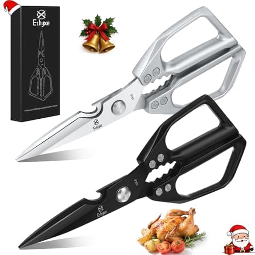Ethyxe Kitchen Scissors Set - Heavy Duty Japanese Style, Dishwasher Safe, All Purpose Meat Cutting Shears, Sharp Food Scissors for Chicken Bones, Turkey, Fish & Vegetables - Image 1