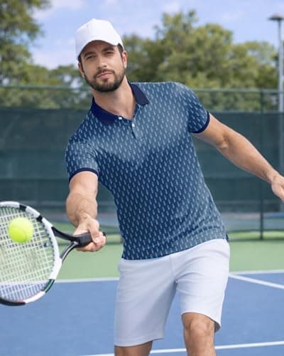 KUYIGO Mens Golf Polo Shirt Quick Dry Breathable Moisture Wicking UPF 40+ Printed Short Sleeve Performance Shirt,S - Thumbnail 6