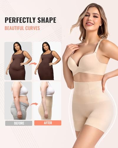 ForeverShaper Shapewear for Women Tummy Control Shorts High Waist Body Shaper Thigh Slimmer Butt Lifting Stomach Shapewear Shorts Under Dress Girdle - Thumbnail 4