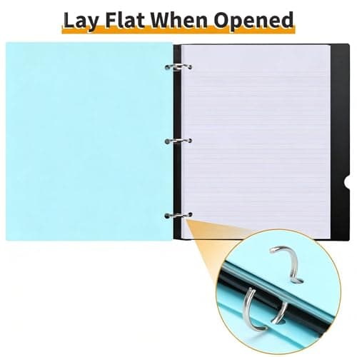 LETVPVOW 360° Pivotable 3 Ring Binder, Soft 1 inch Binders 3 Ring, Flexible Thin Soft Three Ring Binder Fits 8.5" x 11", for Home, School and Office-Blue - Thumbnail 2