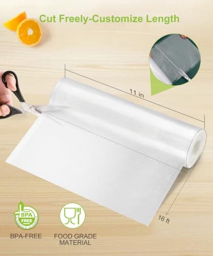 Bonsenkitchen 6 Rolls 11" x 16' Vacuum Sealer Bags for Food with a Color Box, Easy to Store, Commercial Grade, BPA Free, Great for Food Storage or Sous Vide, VB21 - Thumbnail 2