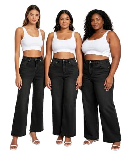 MARIASHA Jeans for Women New Flared Leg Stretch High Wasited Printed Pocket Pants Black 3XL - Thumbnail 5