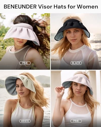 BENEUNDER Sheel Sun Hats for Women Wide Brim Foldable UV Protection UPF50+ Visors for Outdoor Travel Vacation Black - Thumbnail 5