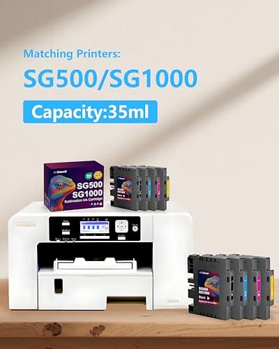 3.0.9 SG500 SG1000 Sublimation Ink Cartridges Compatible with Sawgrass SG500 SG1000 Printer, Upgraded Chips, All Firmware Versions,No AB Serial Number,High-Viscosity Gel Ink for Vibrant, Crisp Prints - Thumbnail 2