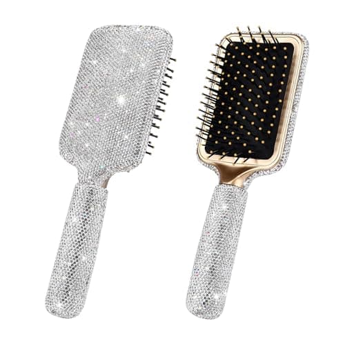 MInovel Curly Hair Brush, Luxury Rhinestone Detangling Brush, Bling Paddle Brushes Holiday Gift for Women's All Hair Types - Image 1