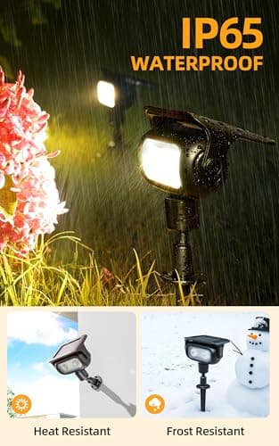 ROSHWEY Solar Spot Lights Outdoor, Waterproof Spotlights with 2 Brightness Mode, Landscape Lighting Solar Lights for Garden, Yard, Pathway (Warm White, 4 Pack) - Thumbnail 5