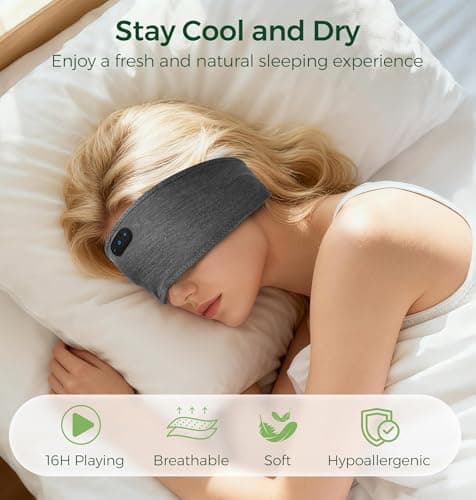 ZHENYEMEI Bamboo Cotton Sleep Headphones,Ultra-Soft Wireless Headband Bluetooth for Side Sleepers, with 14H Playtime & Bluetooth 6.0, 4-in-1 Music Sleep Earphones for Side Sleeping(Grey) - Thumbnail 3