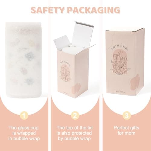 Celebloom Gifts for Mom, Mama Daily Affirmations Glass Cup with Lid and Straw for Mothers Day Gifts for Boy Mom, Girl Mama, Mommy Tumbler Valentines Christmas Presents for Women 16oz - Thumbnail 3