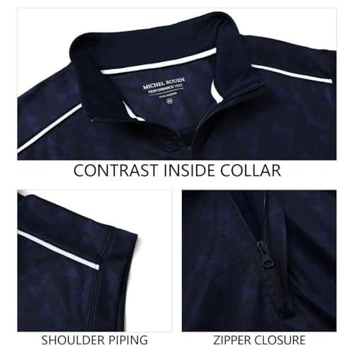 Rouen 1/4 Zip Pullover Mens Golf Vest Athletic Dry Fit Soft Casual Breathable Performance Print Golf Vests For Men - Thumbnail 5