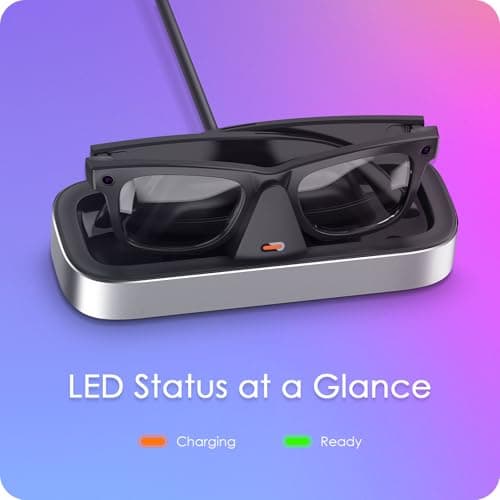 Charging Station for Meta Ray-Ban Glasses - Wayfarer, Skyler, Headliner & Oakley Meta HSTN Charger with LED Indicator (Platinum) - Thumbnail 4