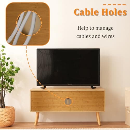 Baveke Bamboo TV Stand for TVs up to 50 Inches, Entertainment Center is Feat FSC-Certified Bamboo for Gaming Console, Modern Accent TV Console Cabinet for Living Room Bedroom (39.4) - Thumbnail 5
