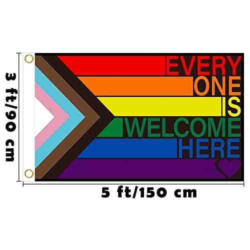 Spxkd Progress Pride Flag 3X5 Foot 2Pcs Outdoor Indoor Waterproof Rainbow LGBT Flag with Brass Grommets - Thumbnail 2