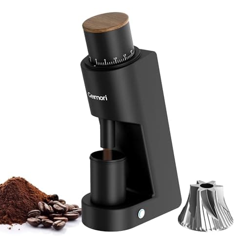 Single Dose Coffee Grinder,Wirsh Geimori GU38 Coffee Grinder with 38mm 6-Core Stainless Steel Conical Burr, 0.01mm Stepless Adjustment, Low Retention Espresso Grinder with Magnetic Dosing Cup,Black - Image 1