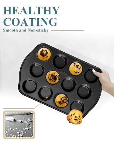 Ymiton Nonstick Muffin Pan with 12 Silicone Baking Cups, Carbon Steel Muffin Tin for Muffins, Cupcakes, Egg Bites and more, Non Toxic, Easy to Clean, Dishwasher Safe, Foggy Gray - Thumbnail 4